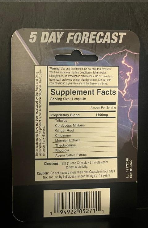 5 Day Forecast Double Capsule Male