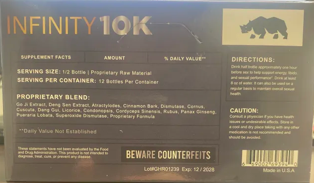 Rh1n0: Infinity 10k Liquid Shot Male Enhancment