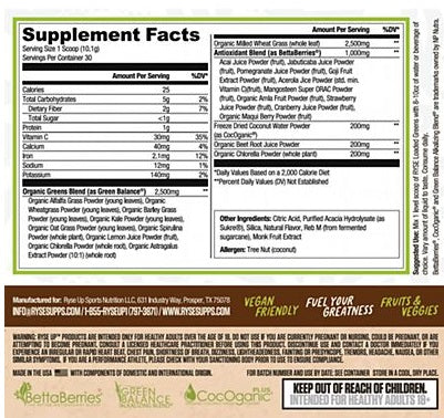 Ryse Loaded Greens, Orange Burst, 30 Servings