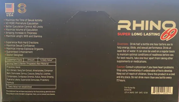 Rh1n0 69 Super Long Lasting 500k Purple Liquid Shot