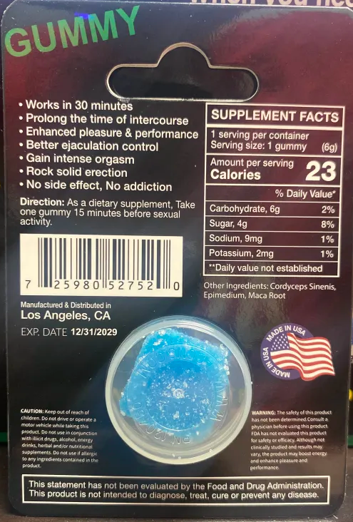 Hard Steel Blue Razzberry Gummy Male