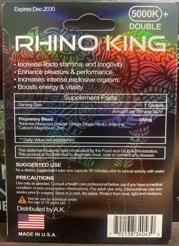 Rh1n0 King Black 5000K Double Capsule Male