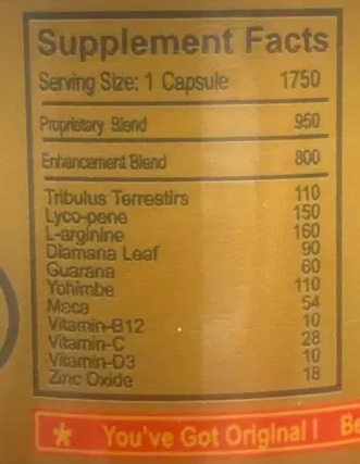 Platinum Wild Gold 1750 Male  - 6 Capsule Bottle