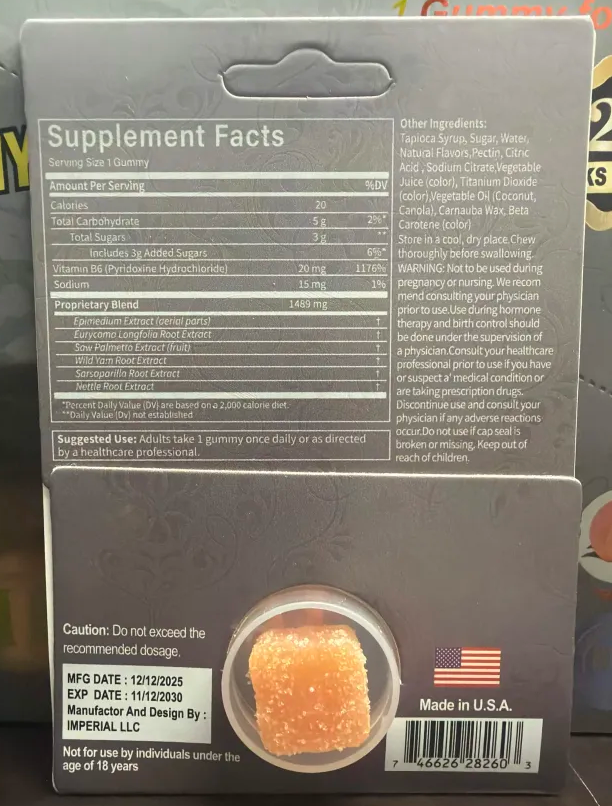 Imperial Platinum Peach Gummy Male