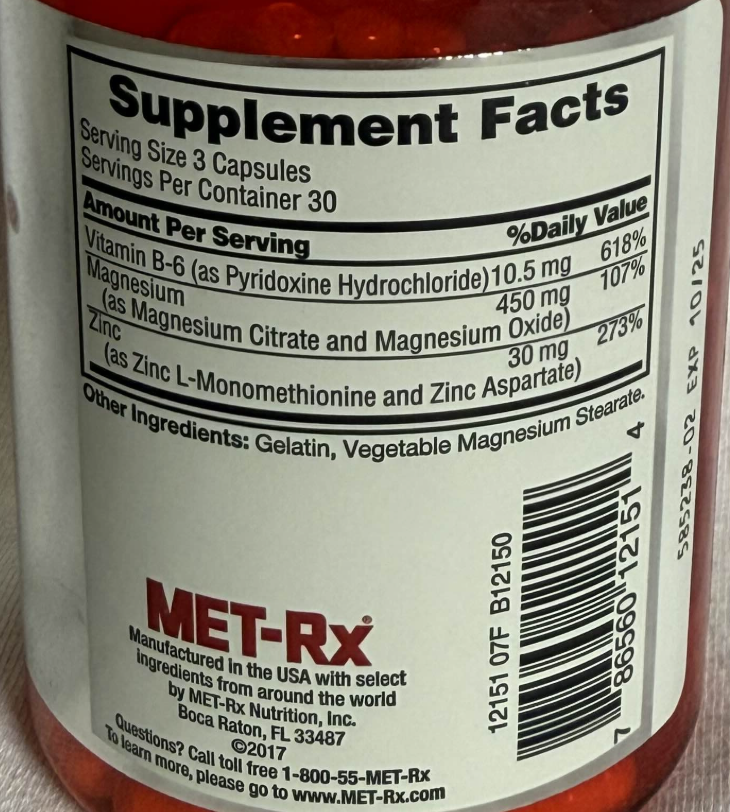 Met Rx 1 Met-Rx: ZMA 90 Capsules – Lockout Supplements