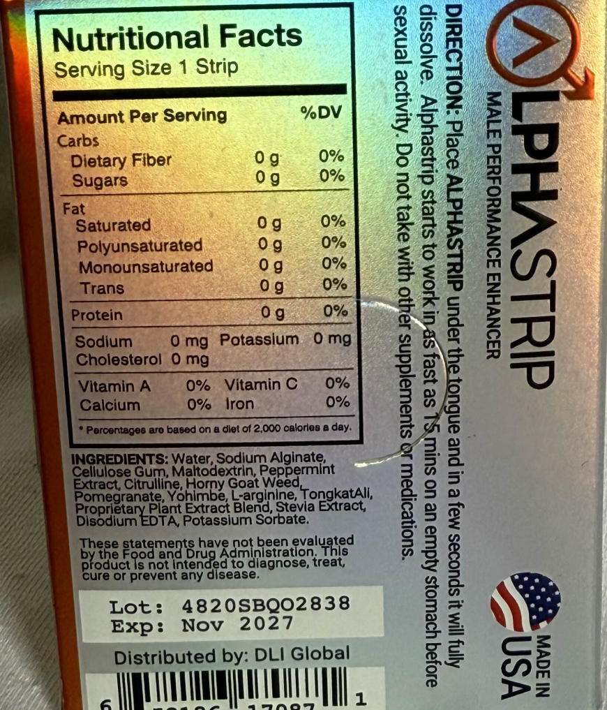 Alpha Strip 7X, 72hrs Male  (1 Strip-Orange)