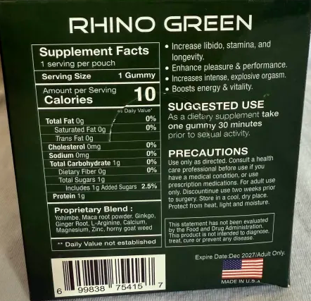 Rh1n0: Green Apple Gummy, Male
