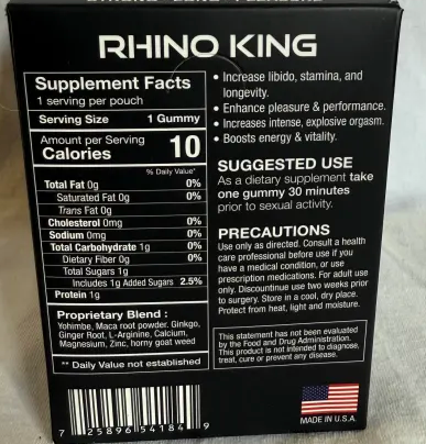 Rh1n0 King Black Male  Gummy