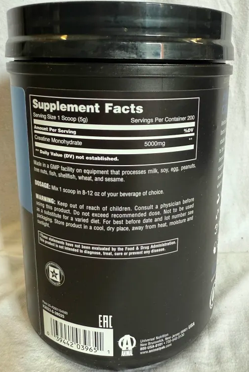 Universal: Animal Micronized Creatine 1000 Gram