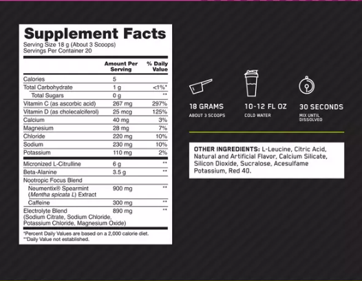 Optimum Nutrition: Amped Pre-Workout 20 Servings