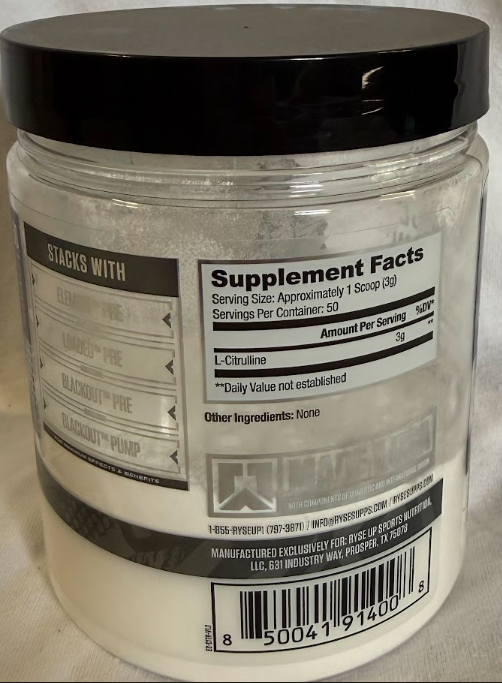 Ryse: L-Citrulline, 150 Gram