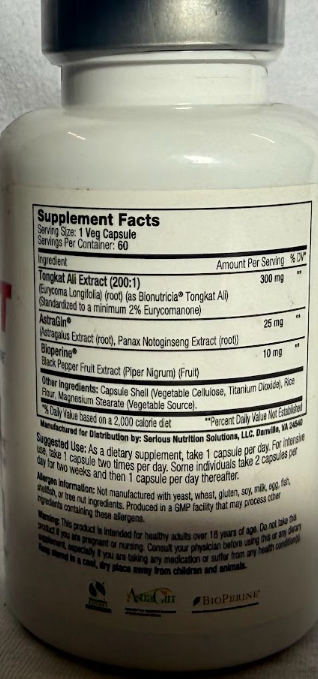 SNS: Tongkat Ali XT, 60 Capsules