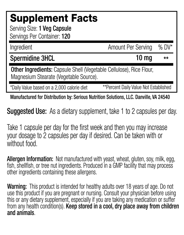SNS: Spermidine XT - 120 Capsules