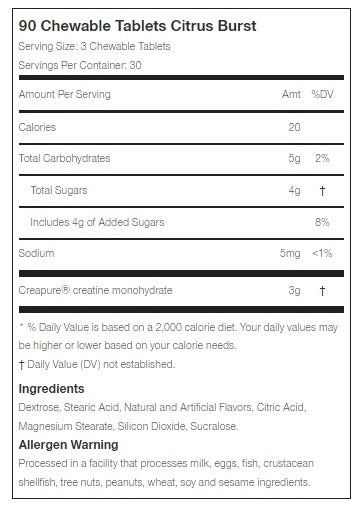 MuscleTech: Creatine Chews, Citrus Burst, 90 Chews