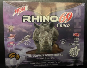 Rhino 69 Choco Male Enhancement 12 Count Box