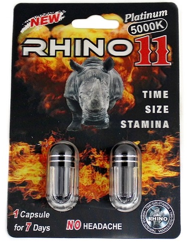 RHINO: RHINO 11 PLATINUM 5000K DOUBLE, MALE ENHANCEMENT