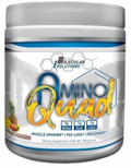 A container of Molecular Evolutions Amino Quad, a dietary supplement with various vitamins and minerals, marketed for muscle sparing and fat loss.